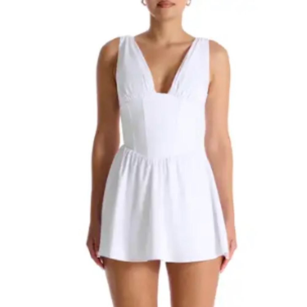 Naked Wardrobe Bustier Lace-Up Back Fit & Flare Minidress